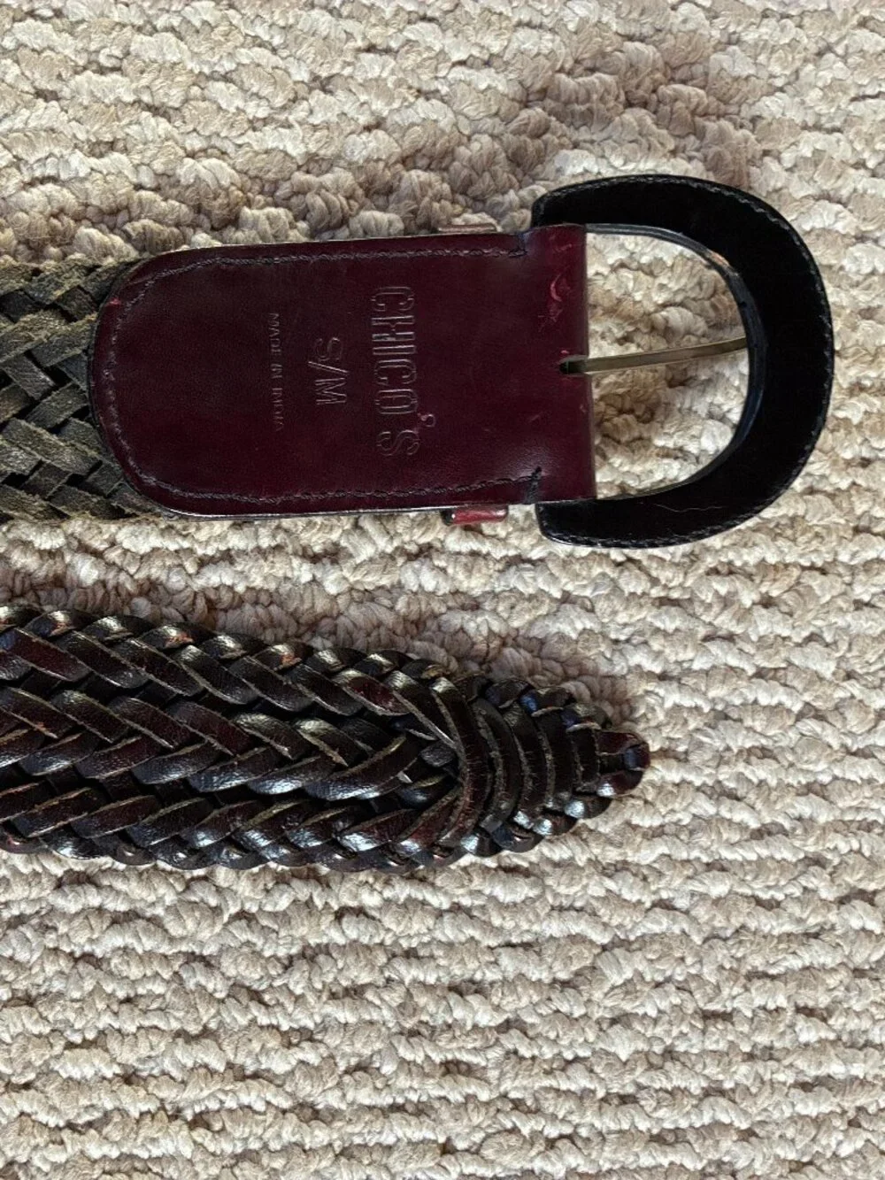 Chico's braided leather Dark Brown S/M 32